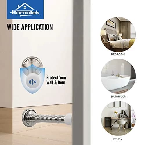 HOMOTEK 12 Pack Spring Door Stopper with Rubber Bumper 3-1/8" Satin Nickel | Protects Walls & Doors thumbnail 6