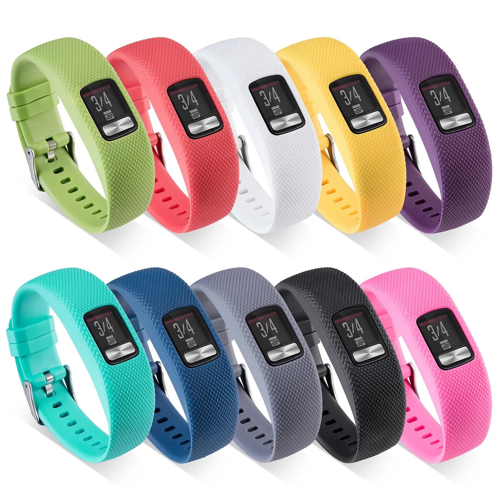 ZSZCXD Black Silicone Band for Garmin Vivofit 4, Large | Adjustable Size — 10Pcs / Large