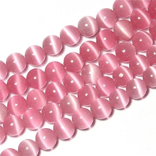 LIFAVOVY 6mm Pink Cat Eye Beads Round Semi Precious Gemstone for Jewelry Making | Unique 63-66pcs Strand thumbnail 2