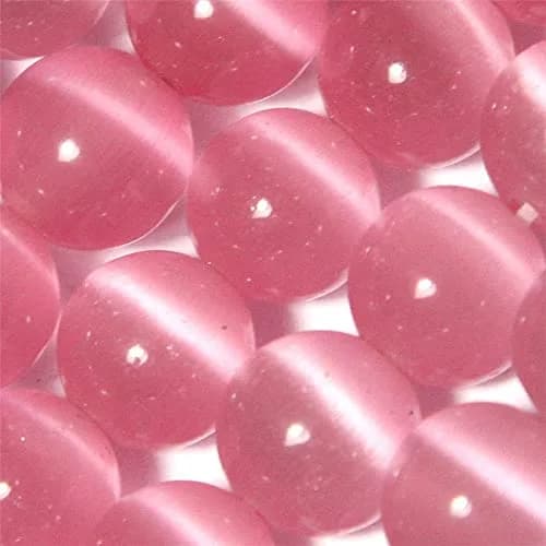 LIFAVOVY 6mm Pink Cat Eye Beads Round Semi Precious Gemstone for Jewelry Making | Unique 63-66pcs Strand thumbnail 3