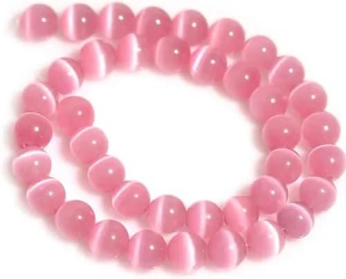 LIFAVOVY 6mm Pink Cat Eye Beads Round Semi Precious Gemstone for Jewelry Making | Unique 63-66pcs Strand thumbnail 4