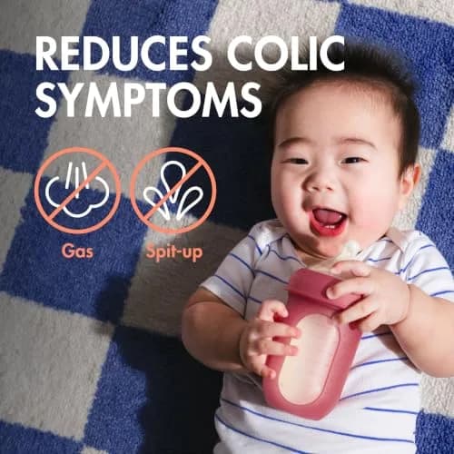Boon Nursh Silicone Baby Bottles - Pink - 237ml (8 Oz) - 3 Count | Air-Free Feeding Reduces Colic Symptoms thumbnail 2