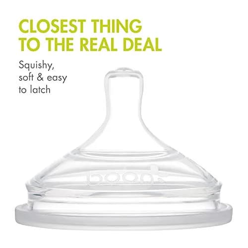 Boon Nursh Newborn Silicone Baby Bottle Nipples - Slow Flow, 3 Count | Mimics Natural Feeding thumbnail 3