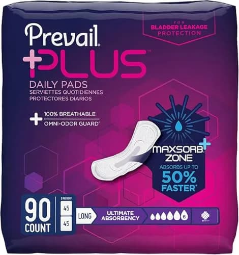 Prevail Plus Long Length Incontinence Pads Ultimate Absorbency 16 inch (40.64 cm) | USA Imported, Duties Included thumbnail 1