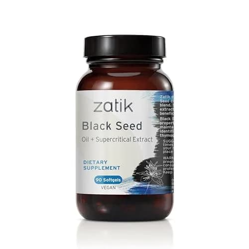 Zatik Naturals Black Cumin Seed Oil & Supercritical Extract, 90 Softgels | USDA Organic, Cold Pressed, Vegan thumbnail 1