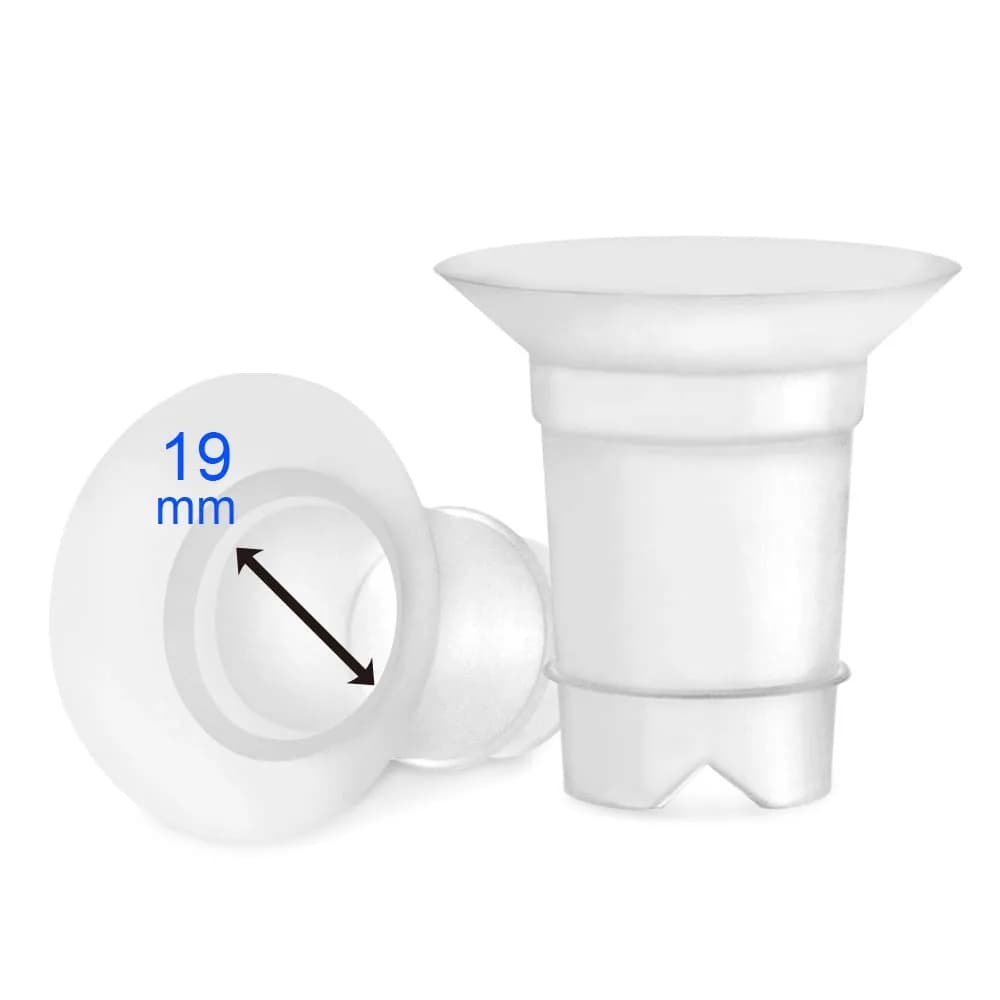 Maymom 20mm Flange Inserts for Elvie & Medela Pumps | BPA-Free Silicone (2-Pack, Semi-Clear Short) — Semi-clear