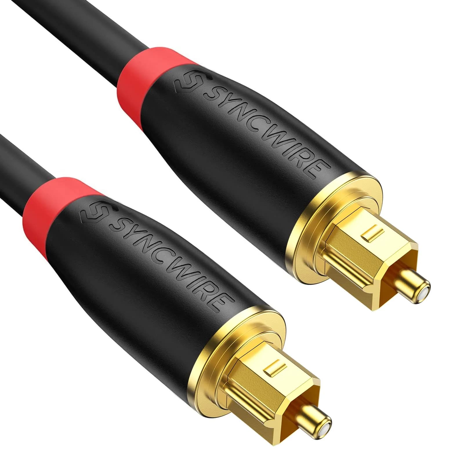 SYNCWIRE Optical Audio Cable 1m (3.3ft) | Gold-Plated Toslink SPDIF Cord for Soundbar, TV, PS4, Xbox — 10 ft