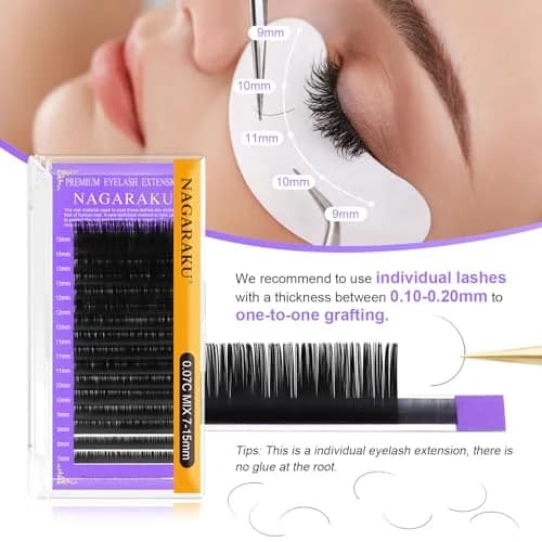 NAGARAKU Individual Eyelash Extensions 0.15 D Curl 8mm | Handmade Faux Mink for Classic Grafting thumbnail 4