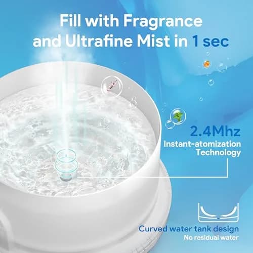 ASAKUKI Essential Oil Diffuser for Home, 500ML Aromatherapy Humidifier with Remote Control & 7 Color LED Lights | 156g (5.5oz) White thumbnail 3
