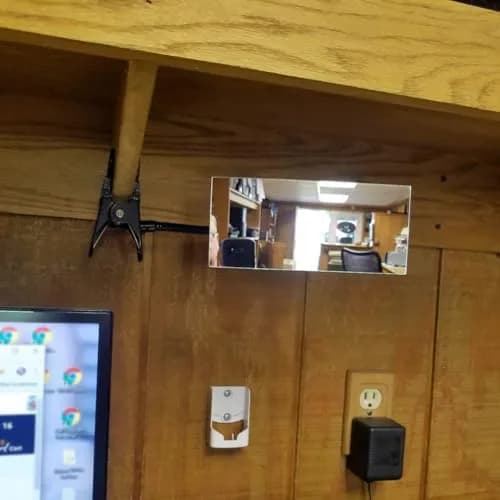 Ampper Convex Security Mirror 6.69" x 2.95" Rectangle | Adjustable Clip-On Safety Monitor thumbnail 2