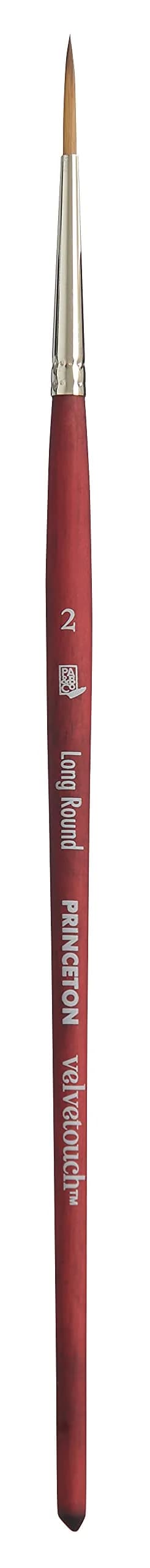 Princeton Velvetouch Artiste, Series 3950 Long Round Size 2 | Luxury Synthetic Brush for Acrylic, Watercolor & Oil