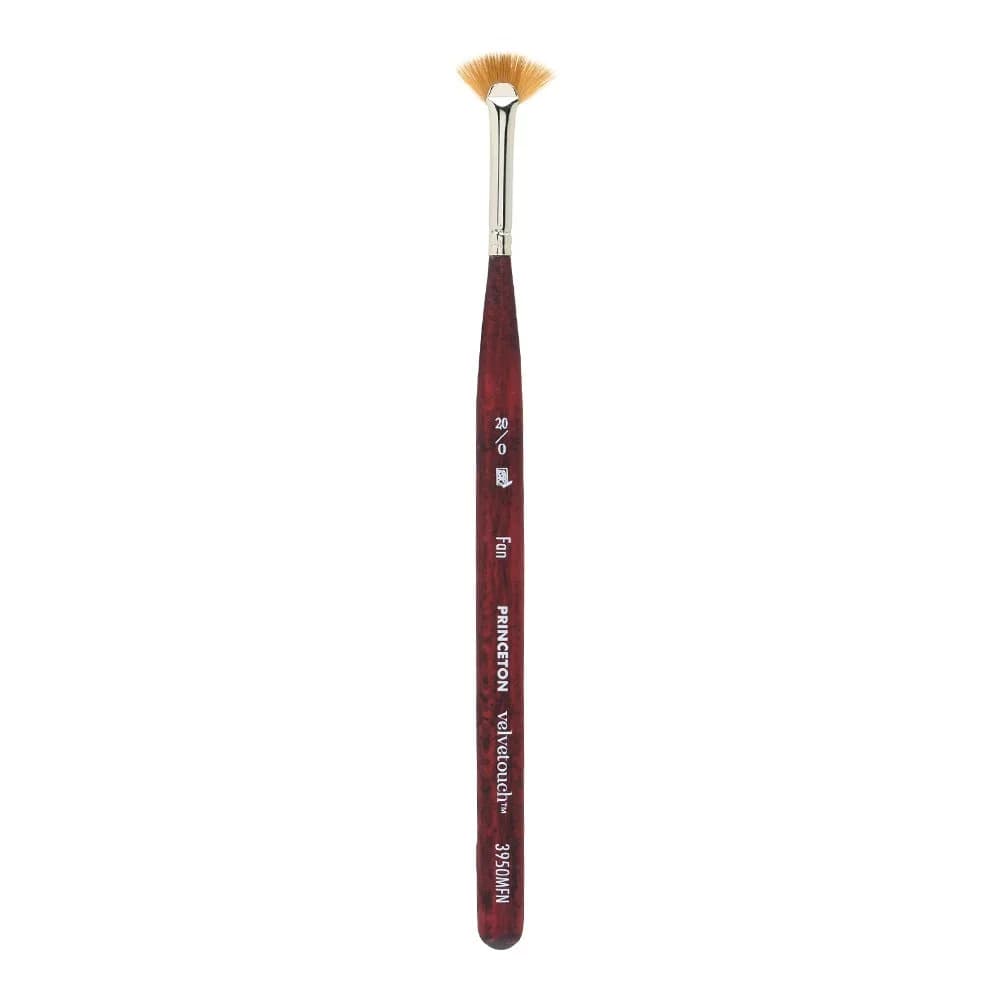 Princeton Velvetouch Artiste Series 3950 Mini Fan Brush 20/0 | Luxury Synthetic Blend for Mixed Media — 20/0