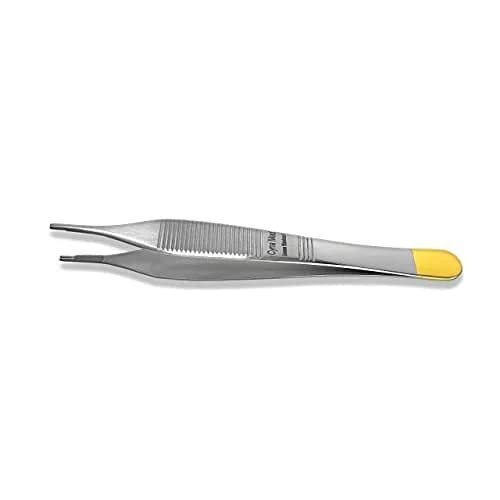 Cynamed Adson Plastic Surgery Forceps 4.75" Straight Fine Point Gold Handle | Tungsten Carbide Inserts (9X9 Teeth) thumbnail 6