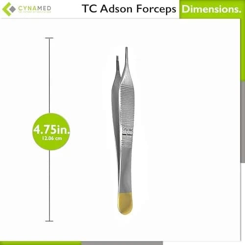 Cynamed Adson Plastic Surgery Forceps 4.75" Straight Fine Point Gold Handle | Tungsten Carbide Inserts (9X9 Teeth) thumbnail 3