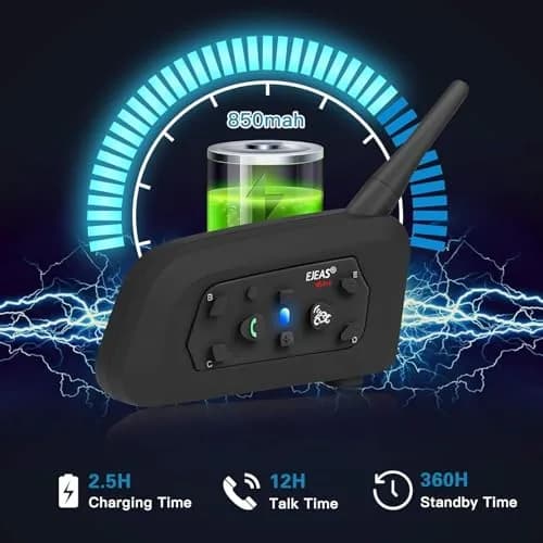 EJEAS V6 Pro Motorcycle Helmet Bluetooth Intercom 850mAh Waterproof Noise Cancellation thumbnail 5