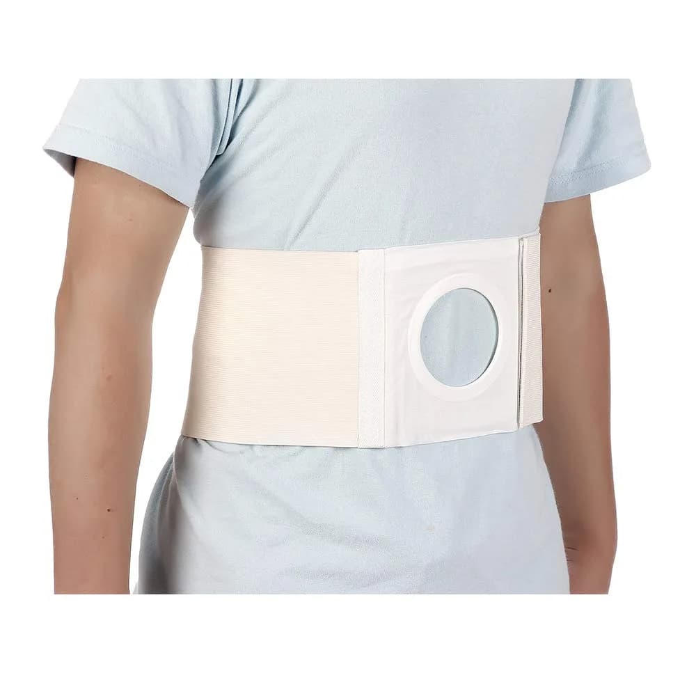 Mybow Ostomy Hernia Belt Wrap - 6.3cm (2.5") Opening, Medium, Light Beige | Breathable Cotton Support for Stoma Bag Security