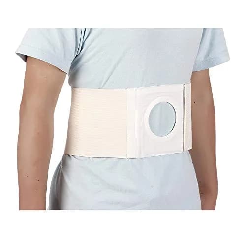 Mybow Ostomy Hernia Belt Wrap - 6.3cm (2.5") Opening, Medium, Light Beige | Breathable Cotton Support for Stoma Bag Security thumbnail 1