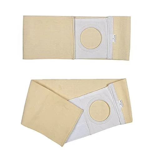 Mybow Ostomy Hernia Belt Wrap - 6.3cm (2.5") Opening, Medium, Light Beige | Breathable Cotton Support for Stoma Bag Security thumbnail 3