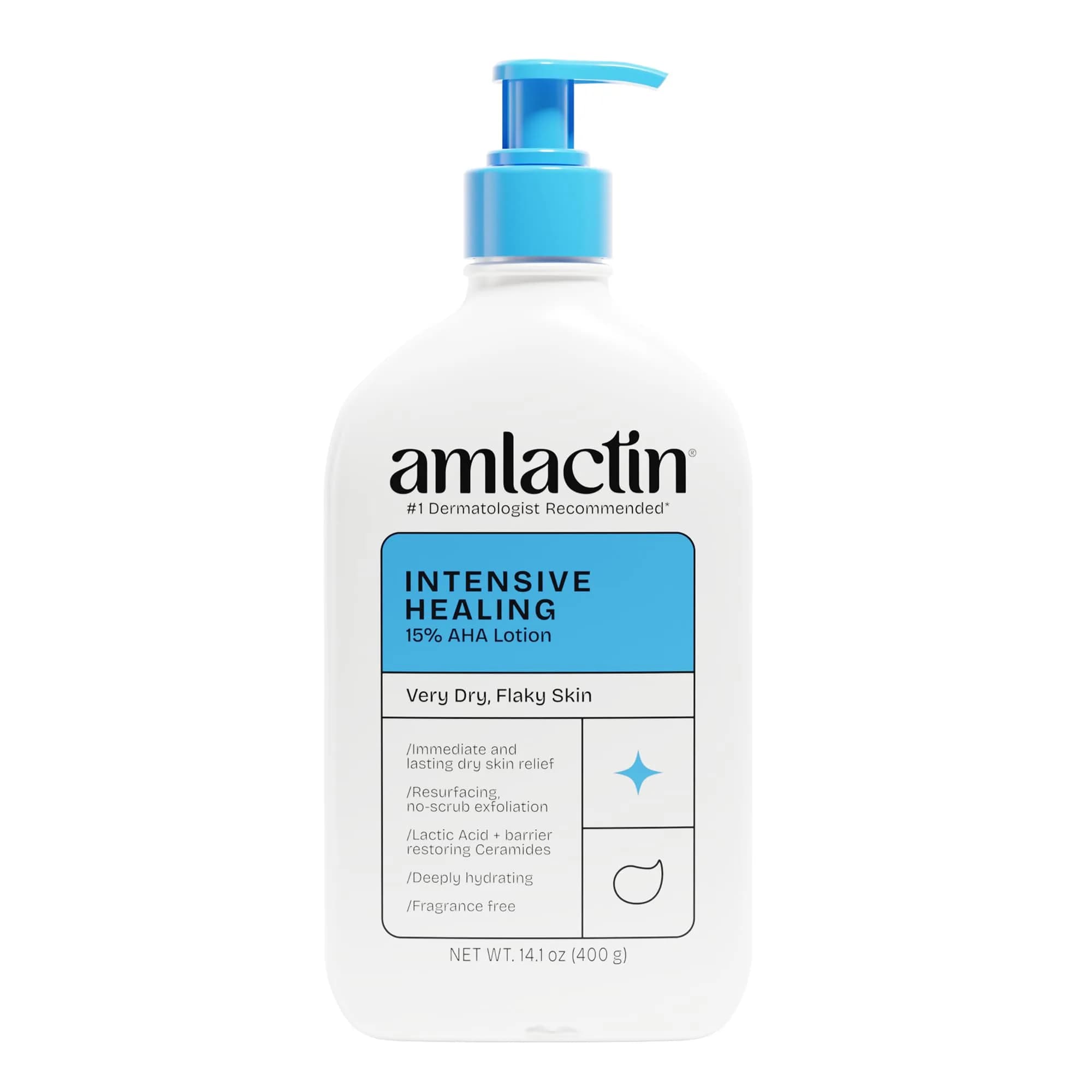 Amlactin Intensive Healing Body Lotion 14.1 oz (417 ml) | 15% Lactic Acid for Dry Skin & Keratosis Pilaris — Lotion Single / 7.9 Fl Oz