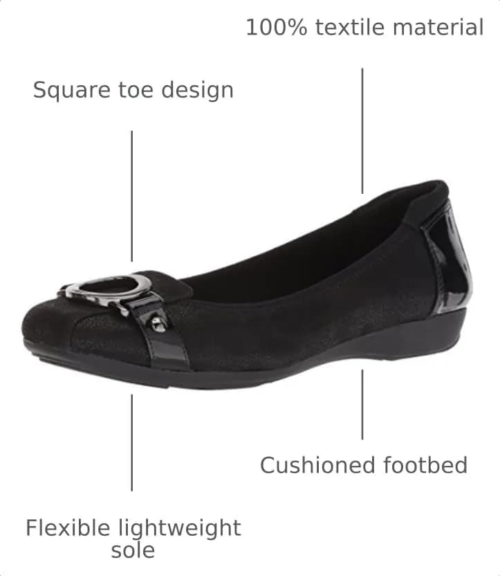 Anne Klein Umeko Ballet Flat Black/Multi Fabric 6.5 US | Stylish, Cushioned, No Heel thumbnail 4