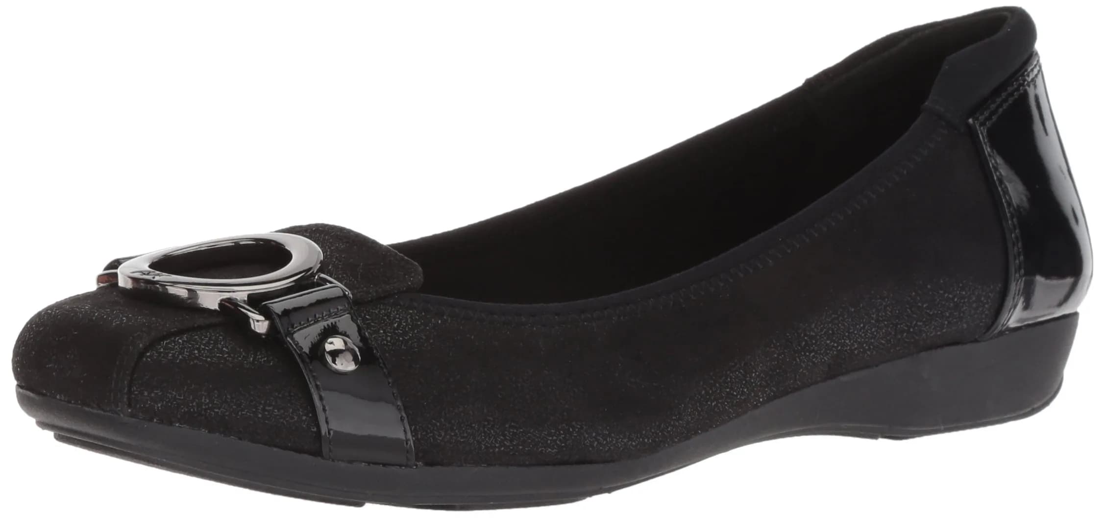 Anne Klein Sport Umeko Ballet Flat 11 | Cushioned, Lightweight, Fashion Casual — Black/Multi Fabric / 10