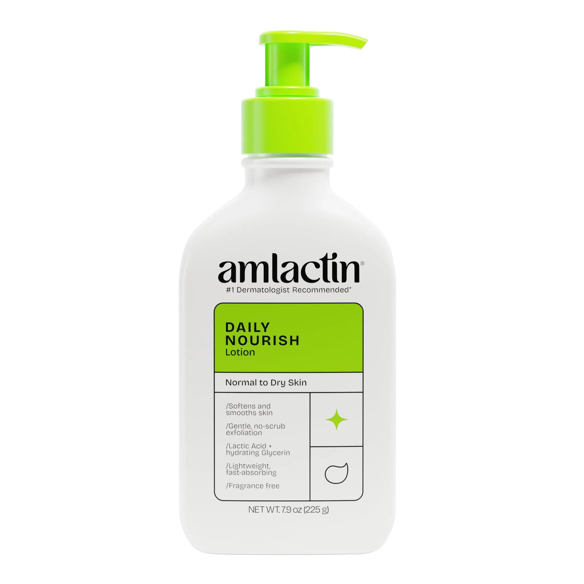 AmLactin Daily Nourish Body Lotion 400ml (14.1 oz) | Exfoliates & Moisturizes for Dry Skin — 7.9 Ounce