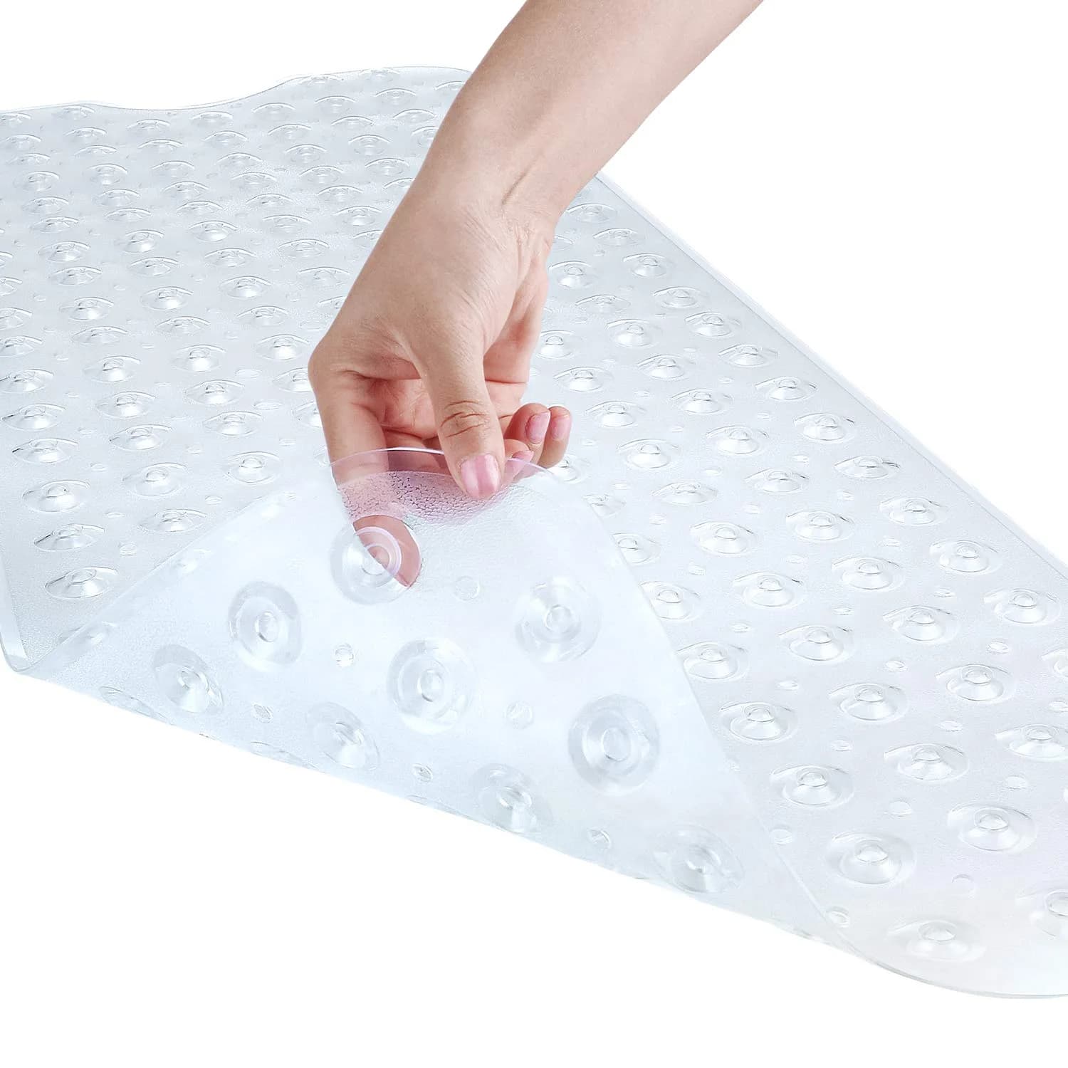 YINENN Bath and Shower Safety Mats 40x16 inch | Non Slip with Suction Cups, Extra Large, Machine Washable, Drain Holes, Clear - main product image