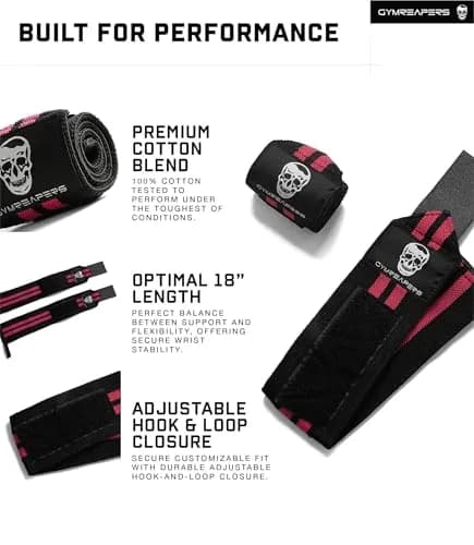 Gymreapers Red IPF Approved 18" (46cm) Weightlifting Wrist Wraps | Professional Quality Wrist Support thumbnail 6