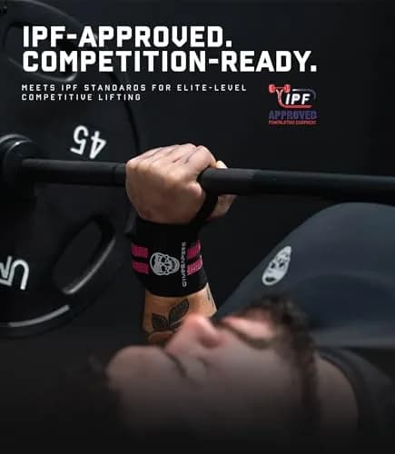Gymreapers Red IPF Approved 18" (46cm) Weightlifting Wrist Wraps | Professional Quality Wrist Support thumbnail 5