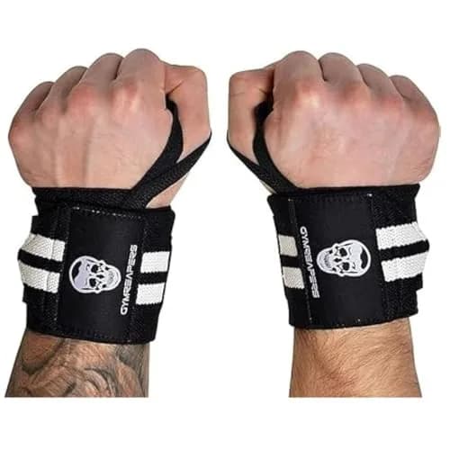 Gymreapers White 18 inch (45.7 cm) Wrist Wraps | Competition Grade Support for Powerlifting & Strength Training thumbnail 1