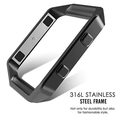 AISPORTS Black Stainless Steel Metal Frame for Fitbit Blaze Smart Watch | Compatible with Fitbit Blaze Only thumbnail 3