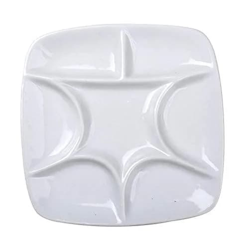 MEEDEN 7-Well Square White Porcelain Artist Paint Palette 14.5cm (5.7-Inch) | Durable Ceramic for Watercolor, Gouache, Acrylic, Oil Painting thumbnail 1