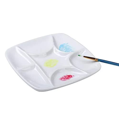 MEEDEN 7-Well Square White Porcelain Artist Paint Palette 14.5cm (5.7-Inch) | Durable Ceramic for Watercolor, Gouache, Acrylic, Oil Painting thumbnail 5