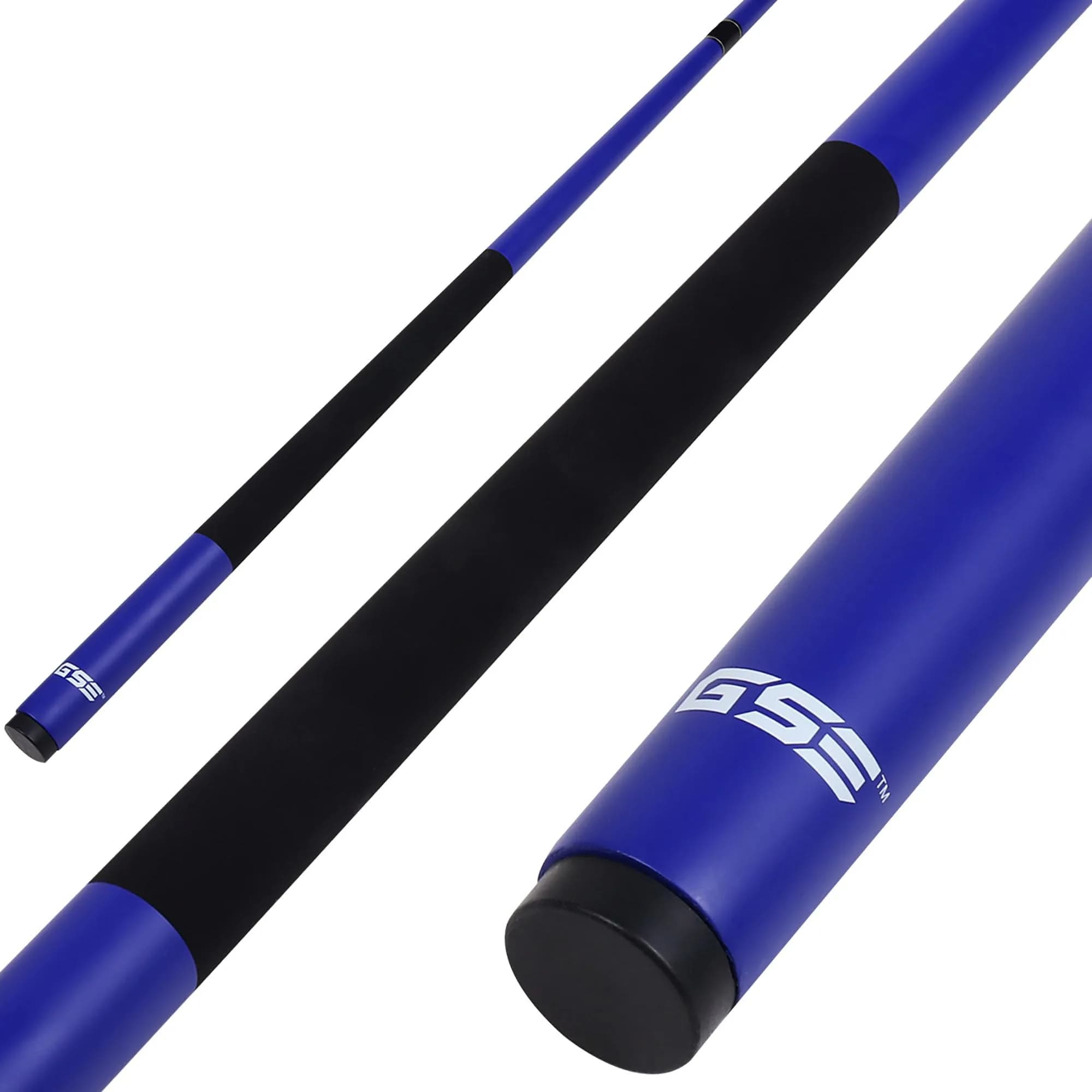 GSE Games & Sports Expert Blue 20oz 58" 2-Piece Fiberglass Graphite Composite Pool Cue Stick | Warp-Resistant Construction — Matte Blue / 20oz