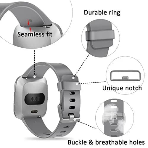 Wepro Sport Bands for Fitbit Versa 2, Versa Lite, Versa — Small 14-18cm (5.5"-7.2") Gray thumbnail 4