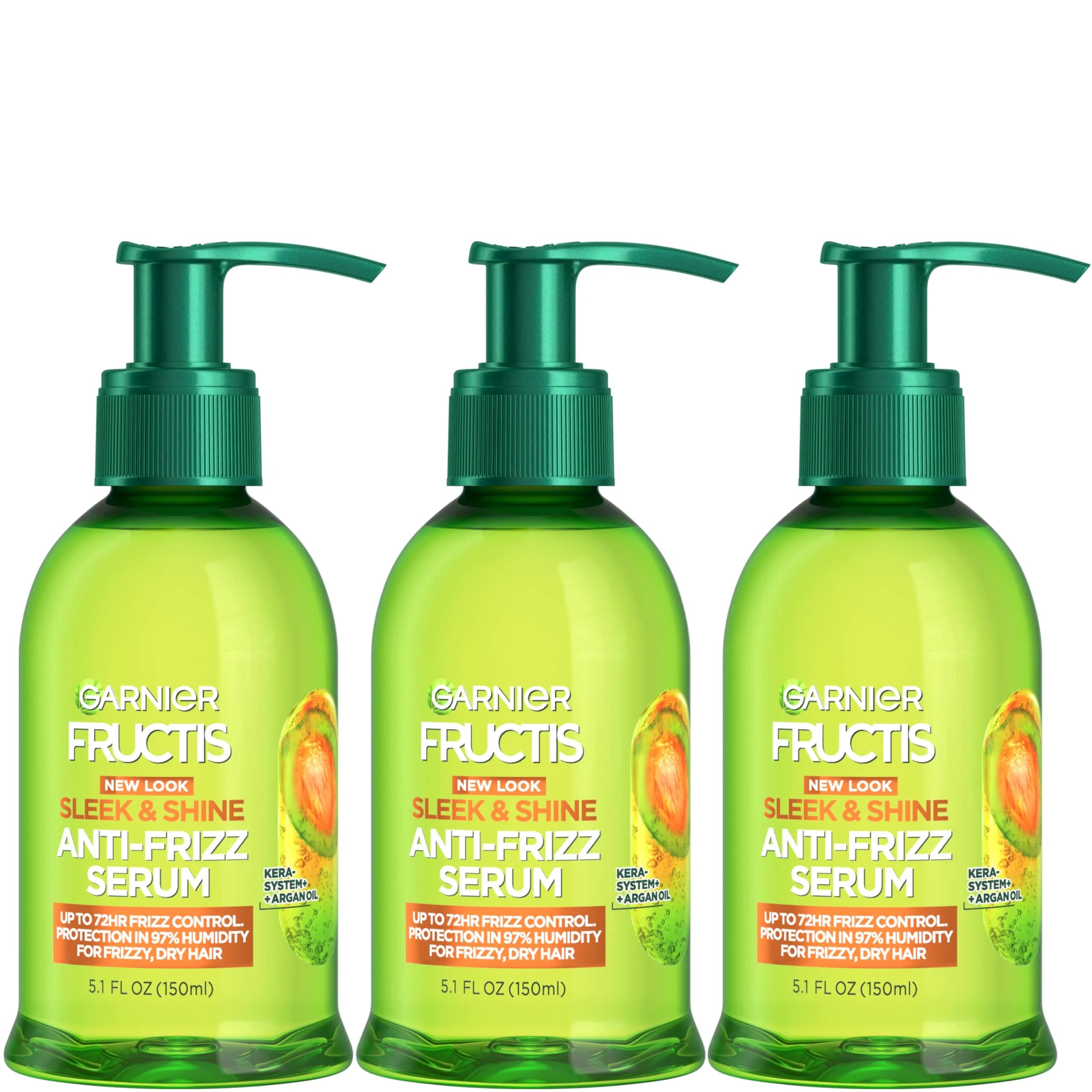 Garnier Fructis Sleek and Shine Anti-Frizz Serum for Frizzy, Dry, Unmanageable Hair 150ml (5.1 Fl Oz) | Tames Frizz with Moroccan Argan Oil