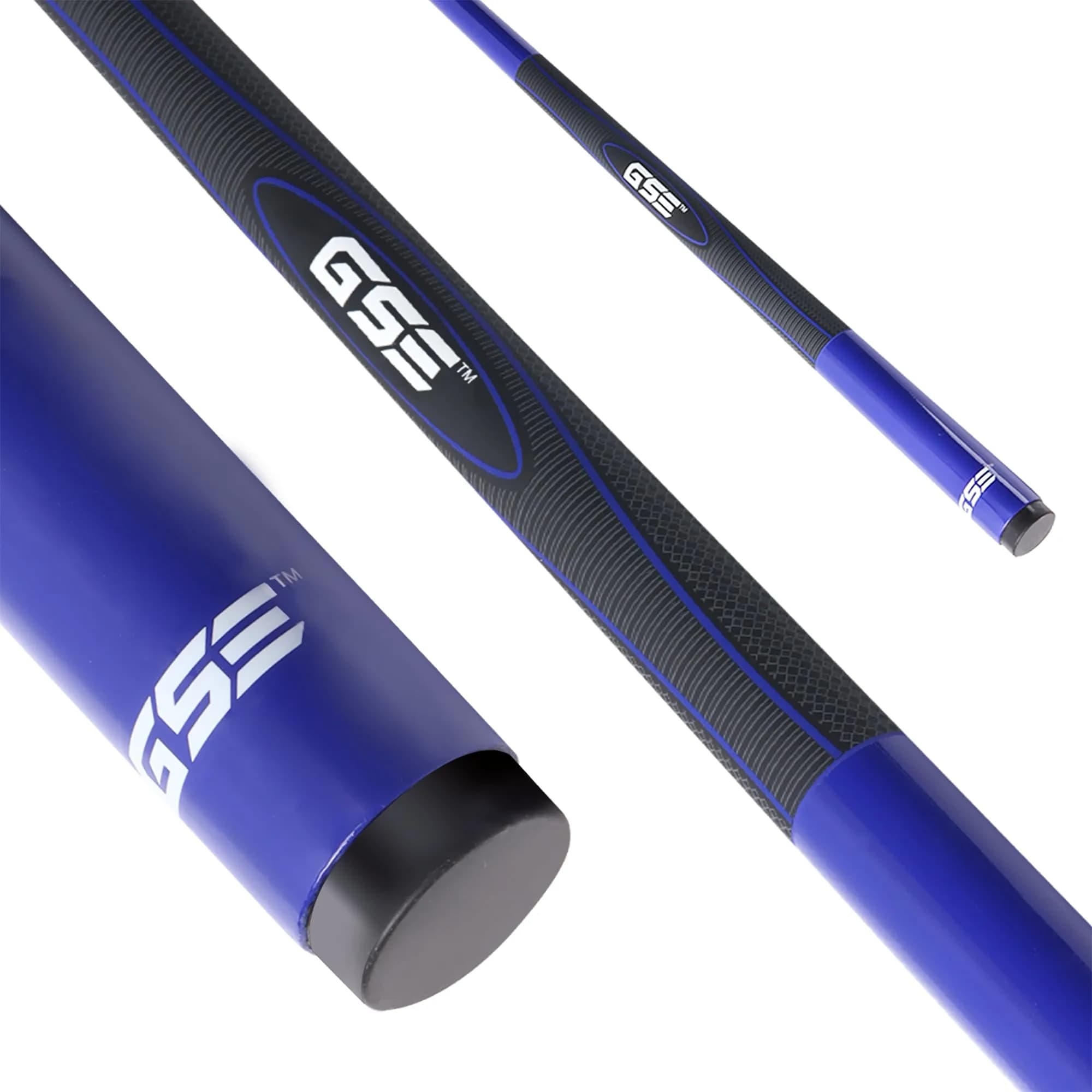 GSE Games & Sports Expert Blue 20oz 58" 2-Piece Fiberglass Graphite Composite Pool Cue Stick | Warp-Resistant Construction — Blue
