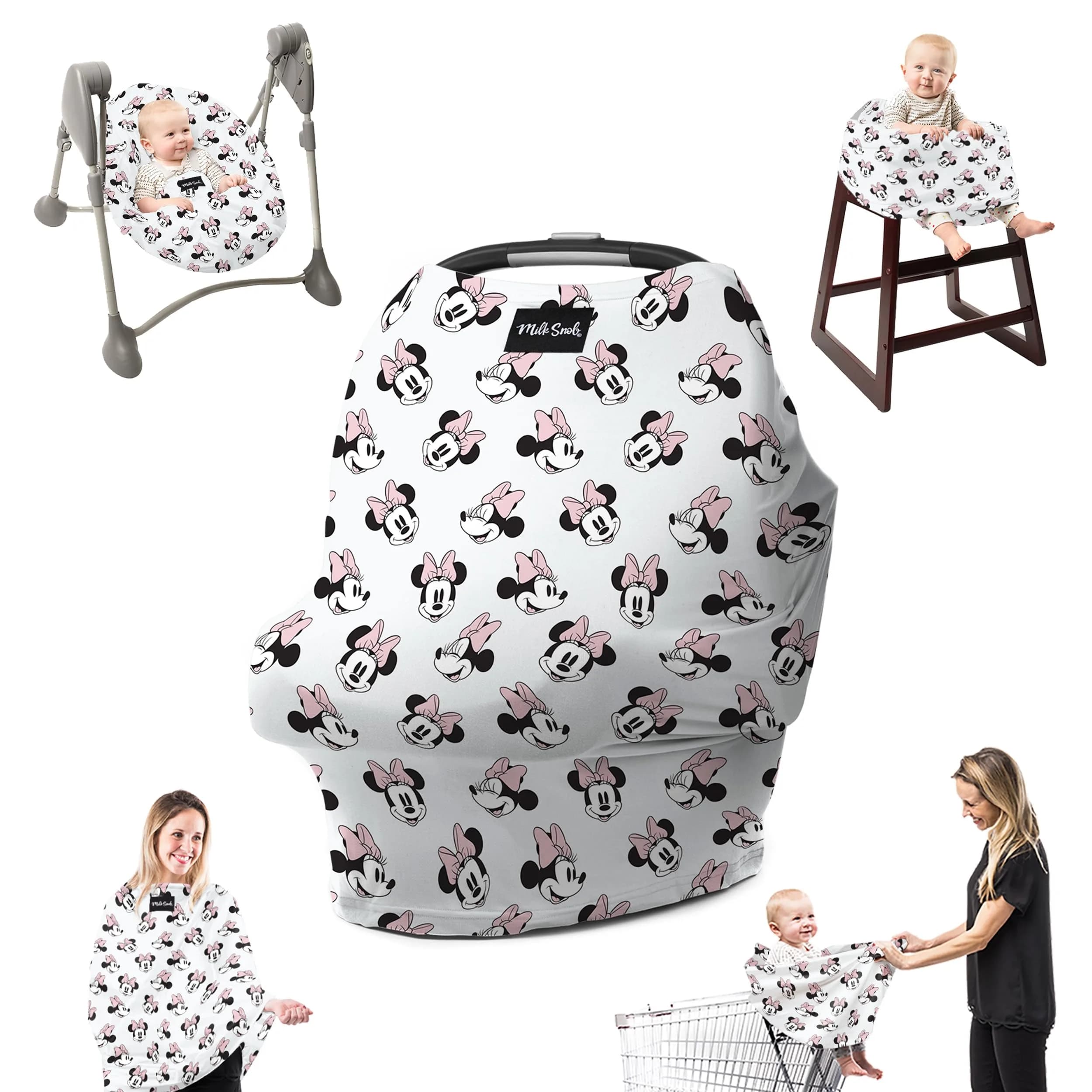 Milk Snob Original Disney 5-in-1 Cover Minnie Mouse | Breathable Rayon Blend for Car Seat, Nursing, Shopping Cart, High Chair, Stroller