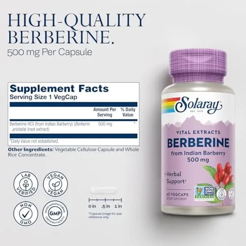 SOLARAY Berberine Extract 500 mg | Herbal Support for Active Lifestyle thumbnail 2