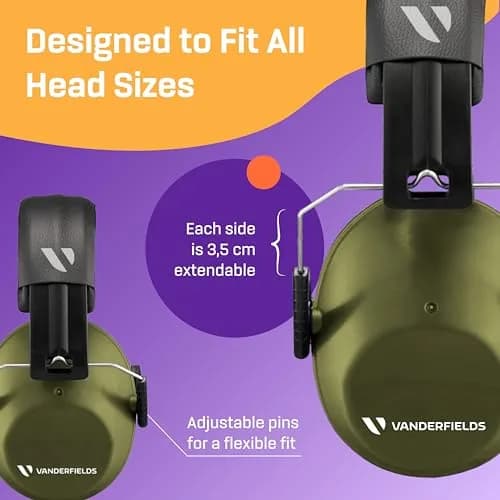 Vanderfields Kids Noise Canceling Headphones - 31 dB (2K Hz) - Ear Protection Earmuffs | Green, Adjustable Comfort thumbnail 7