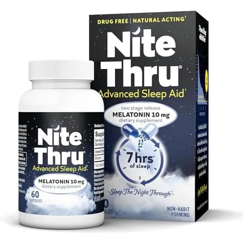 Nite Thru Maximum Strength Sleep Supplement 10mg | Dual-Release Melatonin for Restful Sleep thumbnail 1