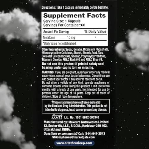 Nite Thru Maximum Strength Sleep Supplement 10mg | Dual-Release Melatonin for Restful Sleep thumbnail 6