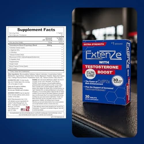 ExtenZe Testosterone Boost Tablets 30 Count | Supports Energy & Vitality thumbnail 8