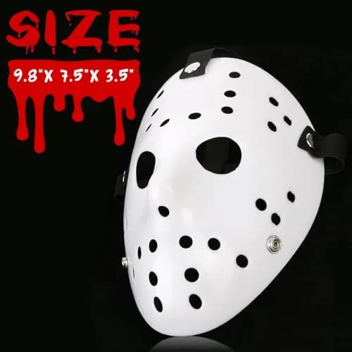 CASA CLAUSI Hockey Mask Horror Halloween Costume Prop White | Lightweight, Adjustable, Breathable thumbnail 3