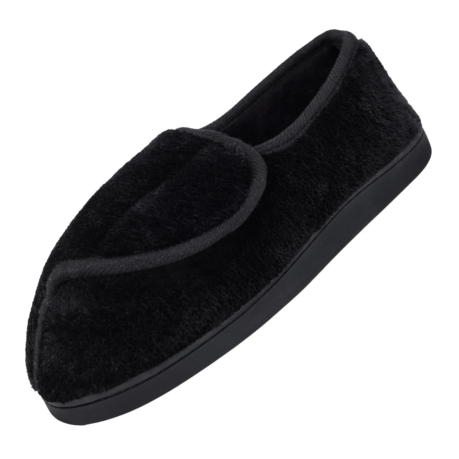 Git-up Women Diabetic Slippers Black 8 D(M) US | Memory Foam, Closed Toe, Rubber Sole - main product image