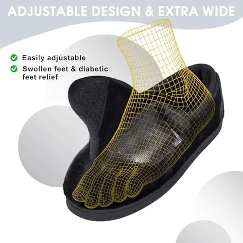 Git-up Women Diabetic Slippers Black 8 D(M) US | Memory Foam, Closed Toe, Rubber Sole thumbnail 5