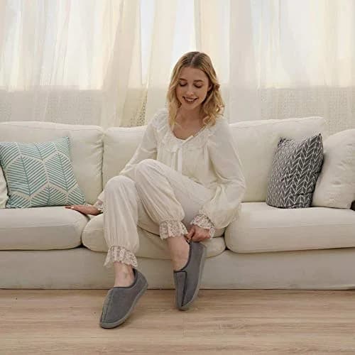 Git-up Women Diabetic Slippers Black 8 D(M) US | Memory Foam, Closed Toe, Rubber Sole thumbnail 3