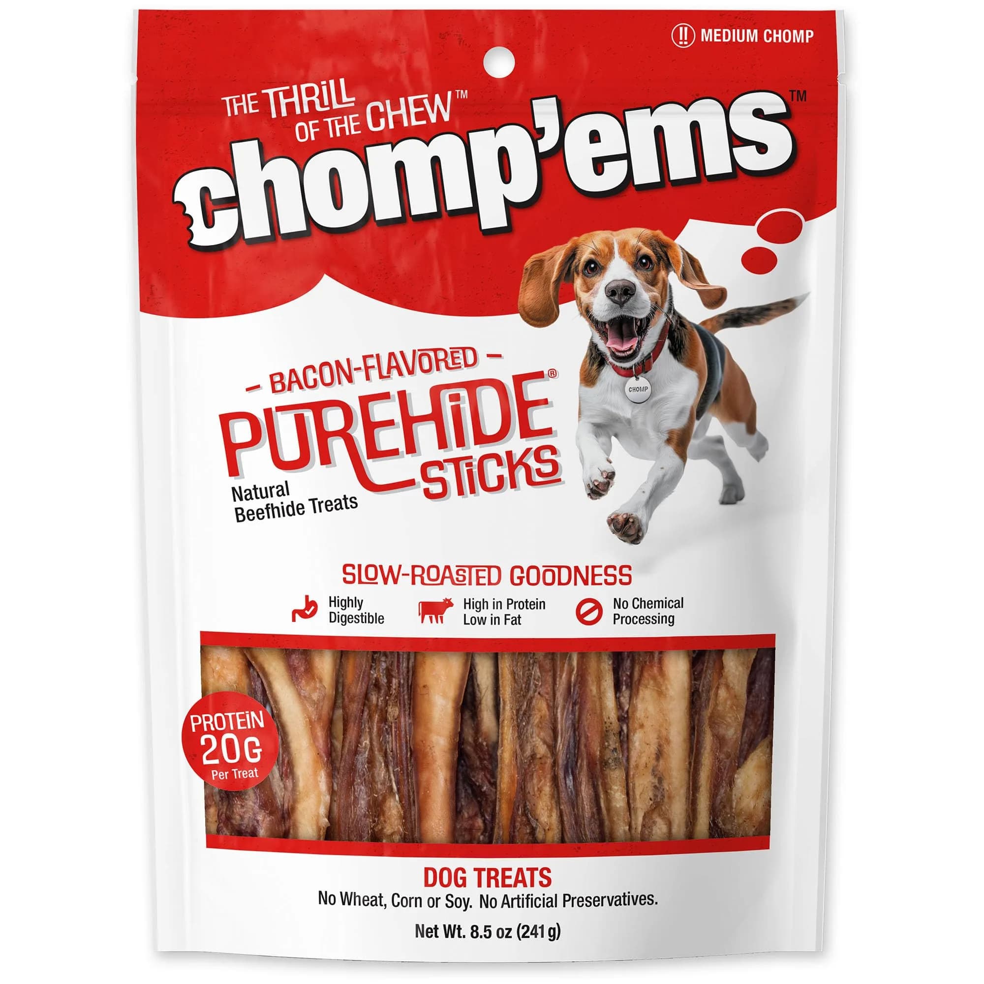 CHOMP 'EMS Ruffin' It 21000 Purehide Bars Dog Chew 6.35 oz | Long-Lasting, Digestible, Dental Support — 8.5 Ounce / Purehide Sticks