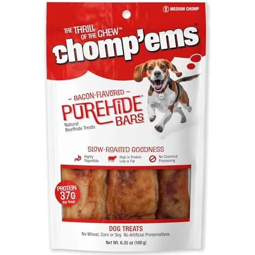 CHOMP 'EMS Ruffin' It 21000 Purehide Bars Dog Chew 6.35 oz | Long-Lasting, Digestible, Dental Support thumbnail 1