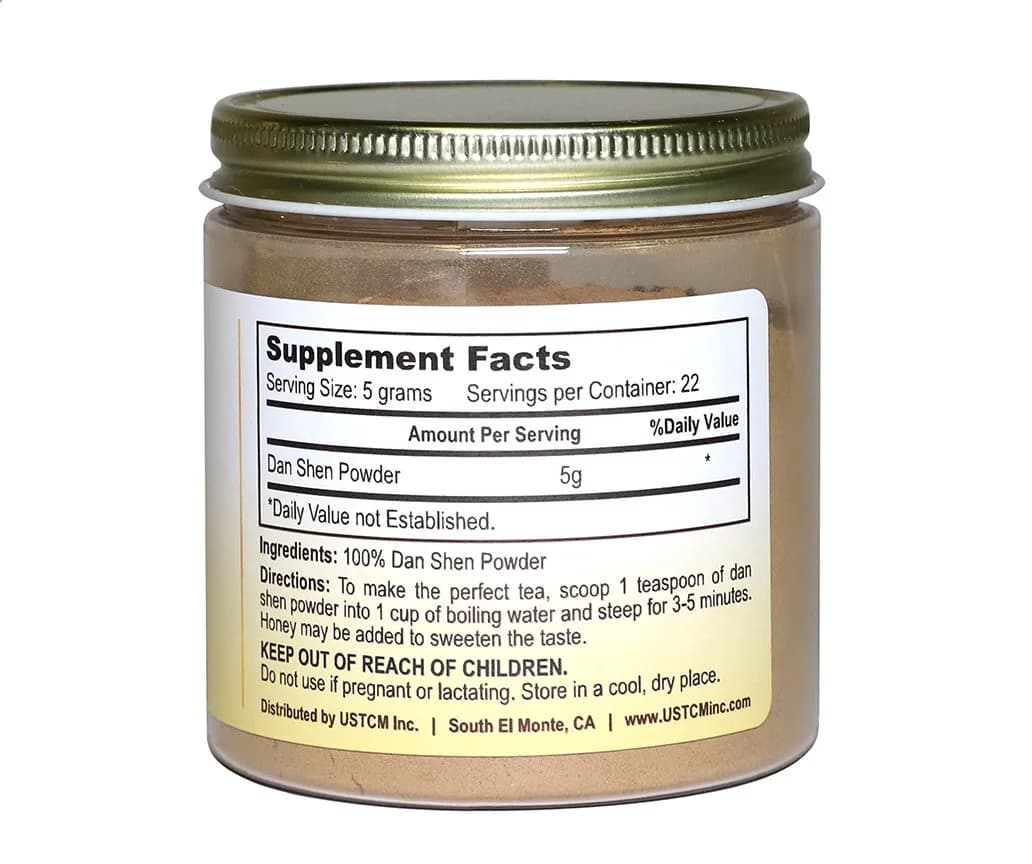 USTCM Dan Shen Powder Salvia Miltiorrhiza Red Sage Root 120 Mesh 113g (4oz) — 4 Ounce